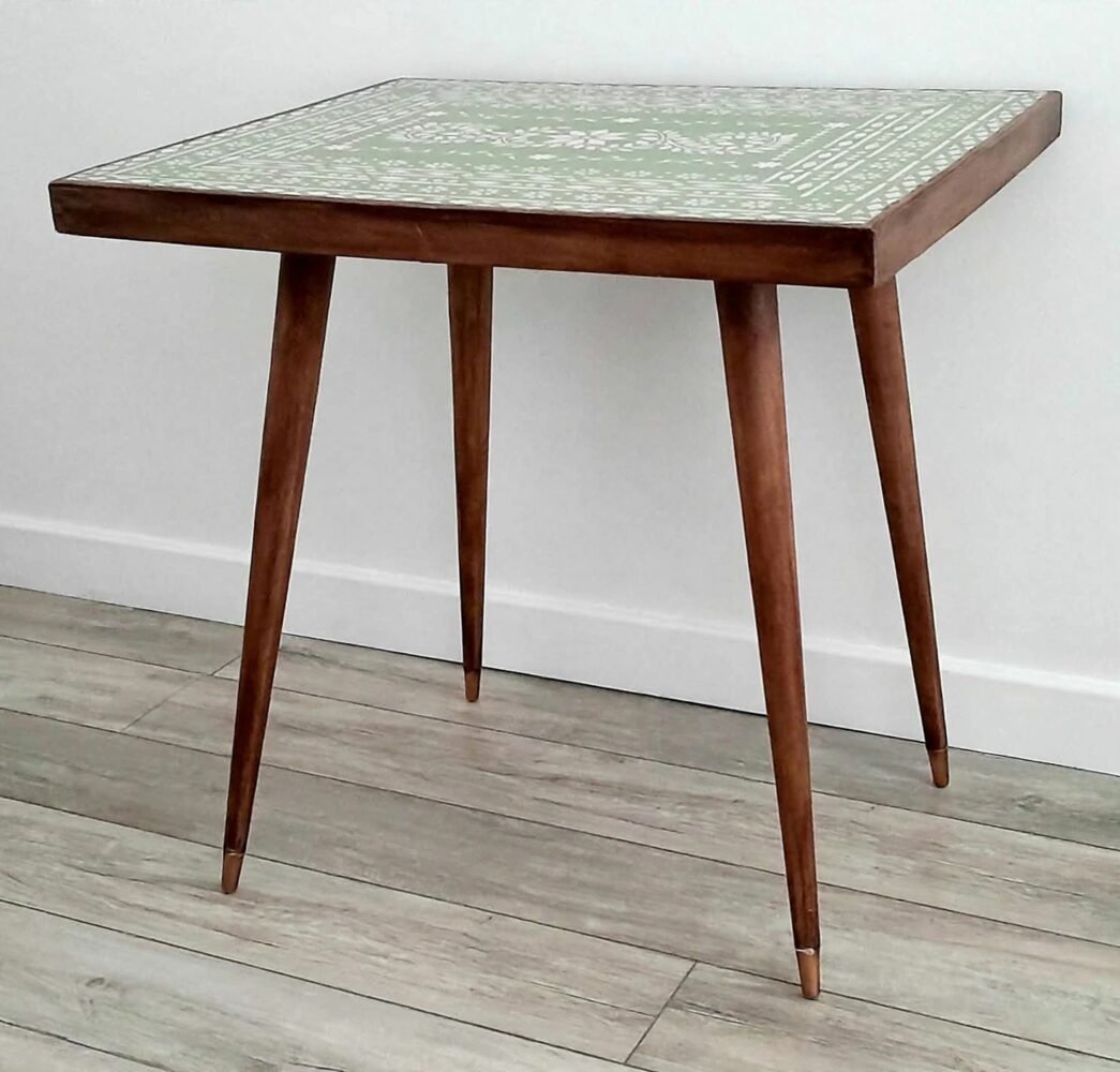 The 1960 Walnut Faux Bone-Inlay Table - Image 2