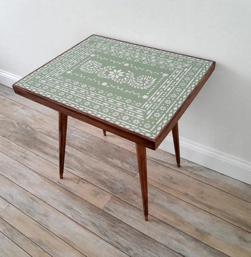 The 1960 Walnut Faux Bone-Inlay Table - Image 3