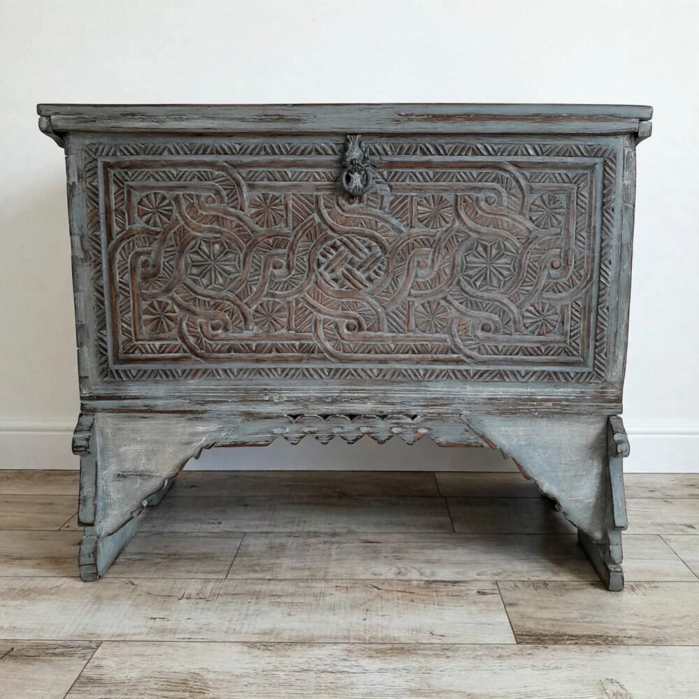 The Late 19th-Century Armenian Carved Trunk - Image 2