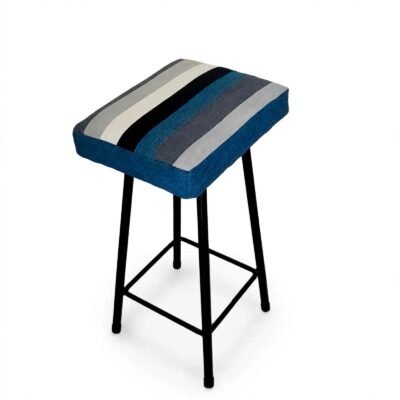 Upcycled Denim Industrial Iron Stool