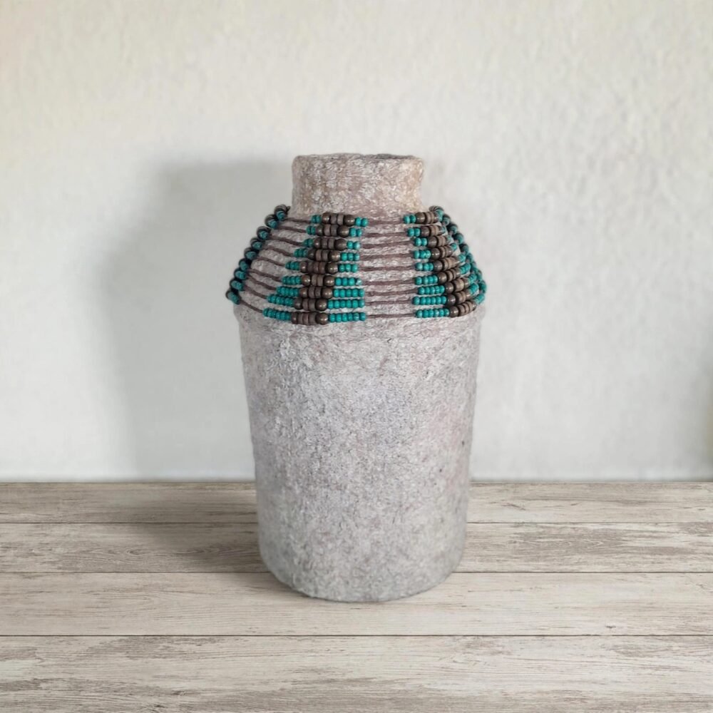 TALO Beaded Paper Clay Vase - Image 2