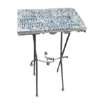 Metal Table with recycled Automative parts